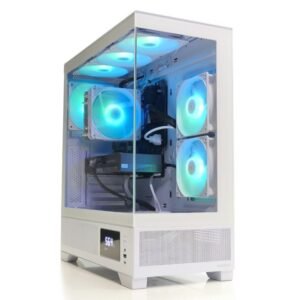 AMD Ryzen 5 5500 RGB Game PC met Temperatuur Display - RTX 5050 8GB - 16GB RAM - 500GB SSD - Gamdias Atlas M1 White Aquarium Case